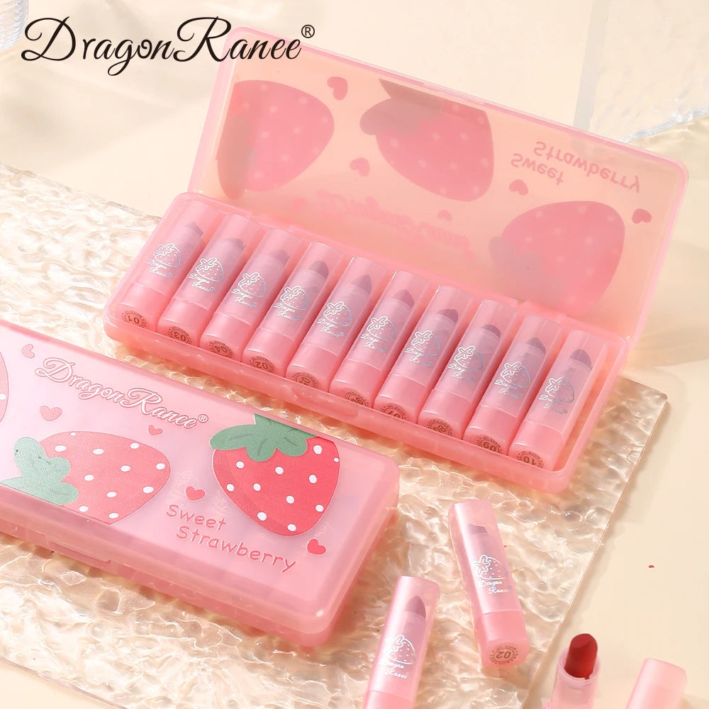 Ten-Piece Lipstick Set, Velvet Matte Finish, Silky and Delicate Finish, Long-Lasting, Waterproof, Enhances Complexion, Lipstick Set Zpaxo