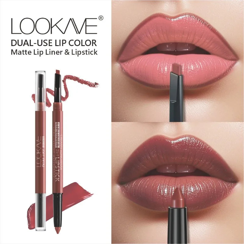 2-in-1 Lip Liner Lipstick Pen Waterproof Long-lasting Pigment Pencil
