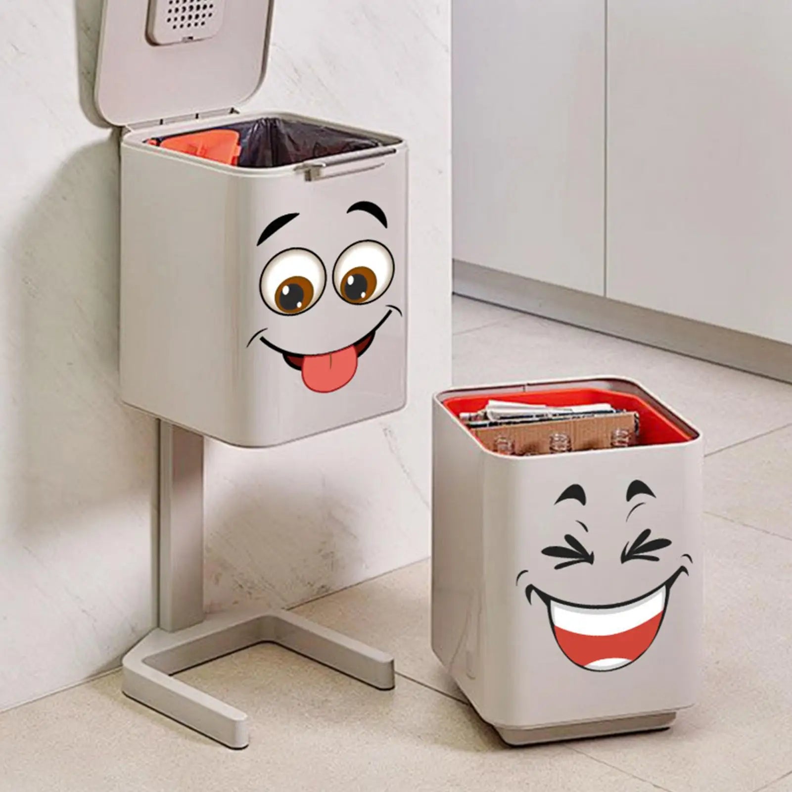 Funny Expression Garbage Can Stickers Cute Cartoon Toilet Lid Decals