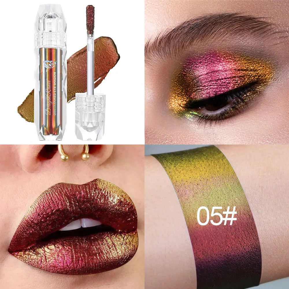 Chameleon Metal Lip Gloss Liquid Lipstick Brightening Long-Lasting Lip Gloss Multi-Color Long-Lasting Moisturizing Non-Stick Cup Zpaxo 05Dr9006