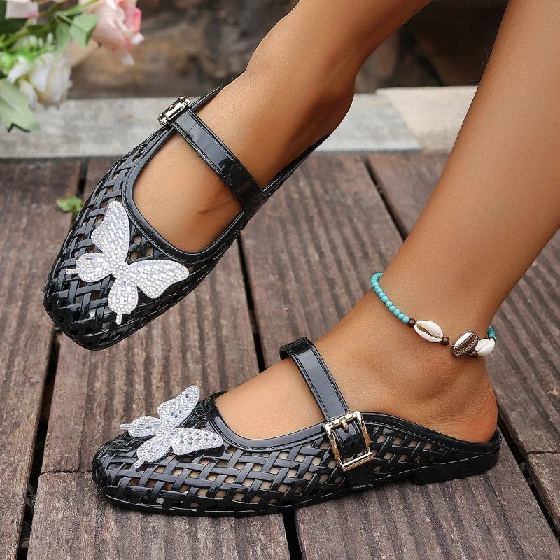 Women's Summer Weaving Breathable Comfortable Bow Embellishment Zpaxo