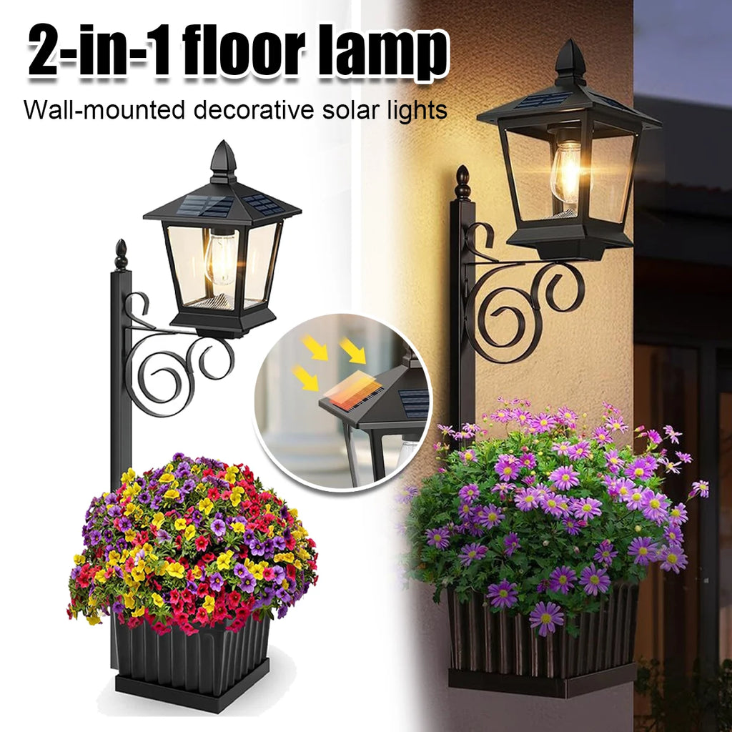 2-in-1 Solar Planter Lamp Warm White Light Waterproof Outdoor Wall