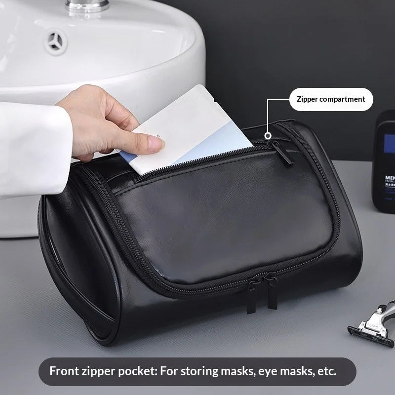 Men's PU Leather Travel Wash Bag – Large Capacity Waterproof Travel Wash Bag Zpaxo