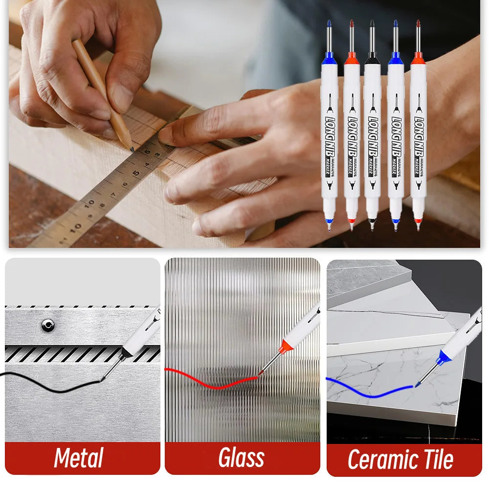 Double-tip Long Nib Head Markers Deep Drill Hole Scriber Woodworking