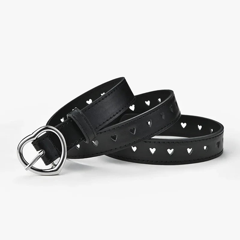 Children Faux Leather Belt Kids Cute Peach Heart Buckle Belts Girls