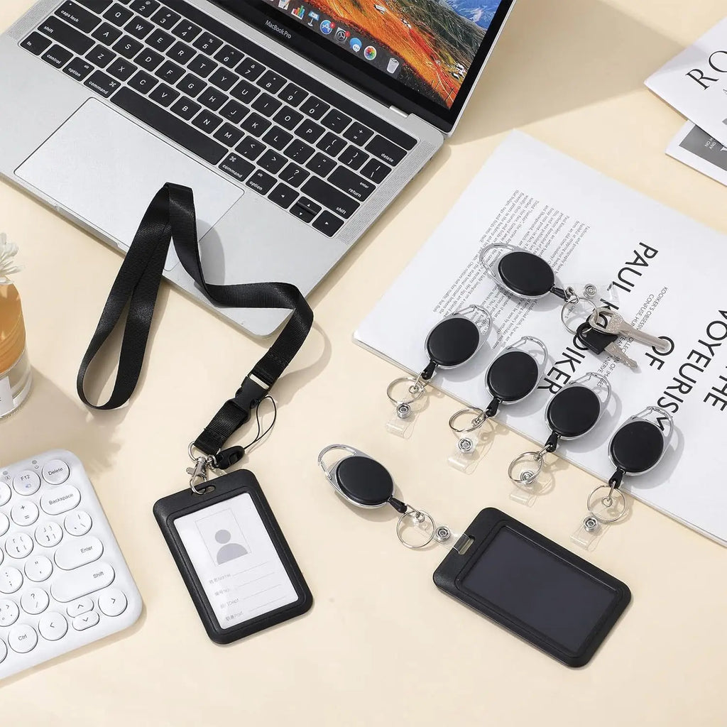 Retractable Lanyard ID Badge Holder Set – Hard Shell Card Case