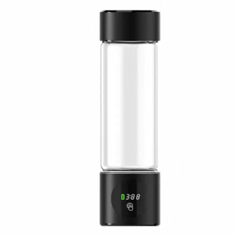 Portable Hydrogen Water Generator Bottle, SPE+PEM Dual Chamber Ionizer, Electrolytic Hydrogen Water Cup with PPB & Time Display Zpaxo black