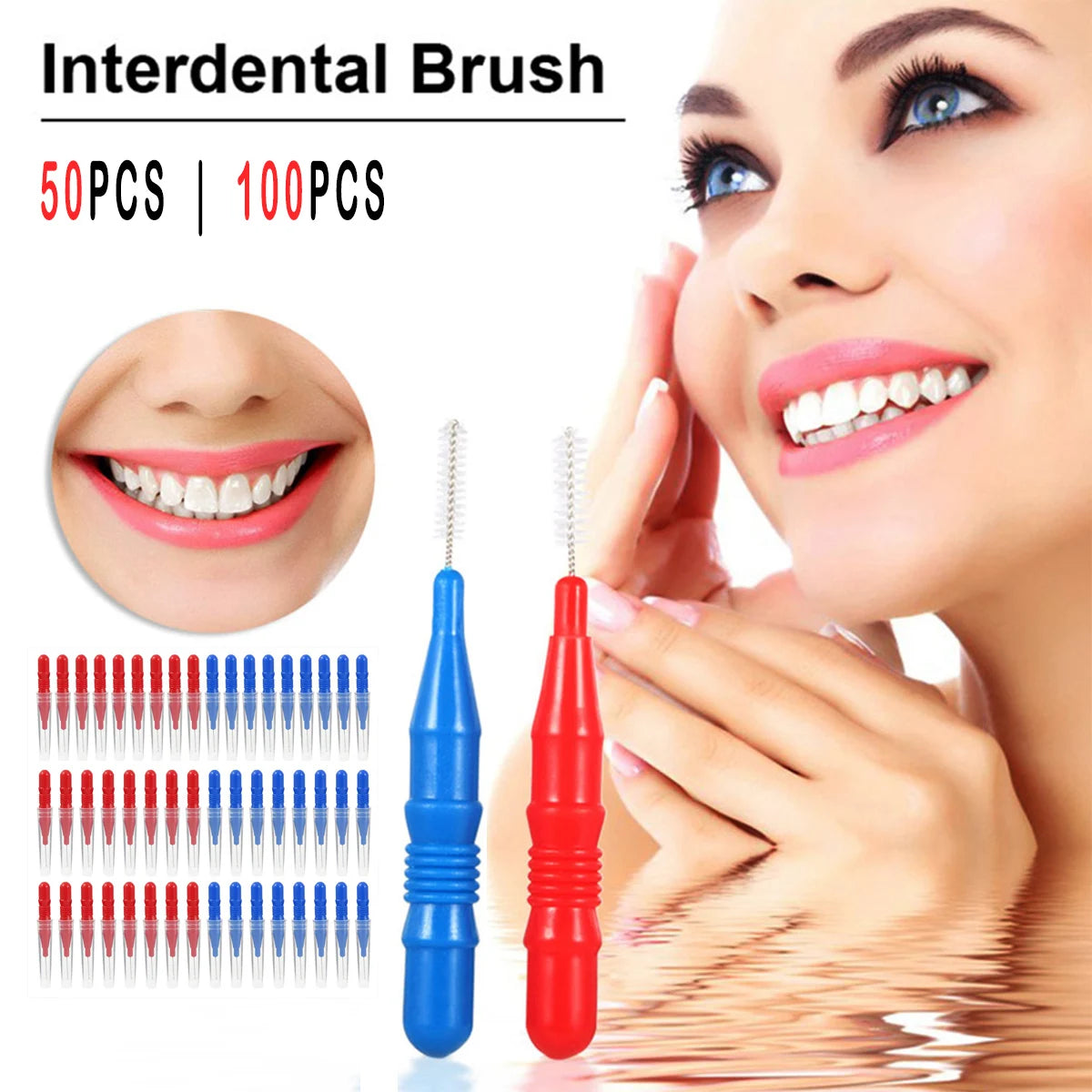 50/100Pcs Soft Dental Oral Brushes Clean Brushes Between Interdental Teeth Care Tool Floss Interdental Brushes For Oral Care Zpaxo plastic -100pcs