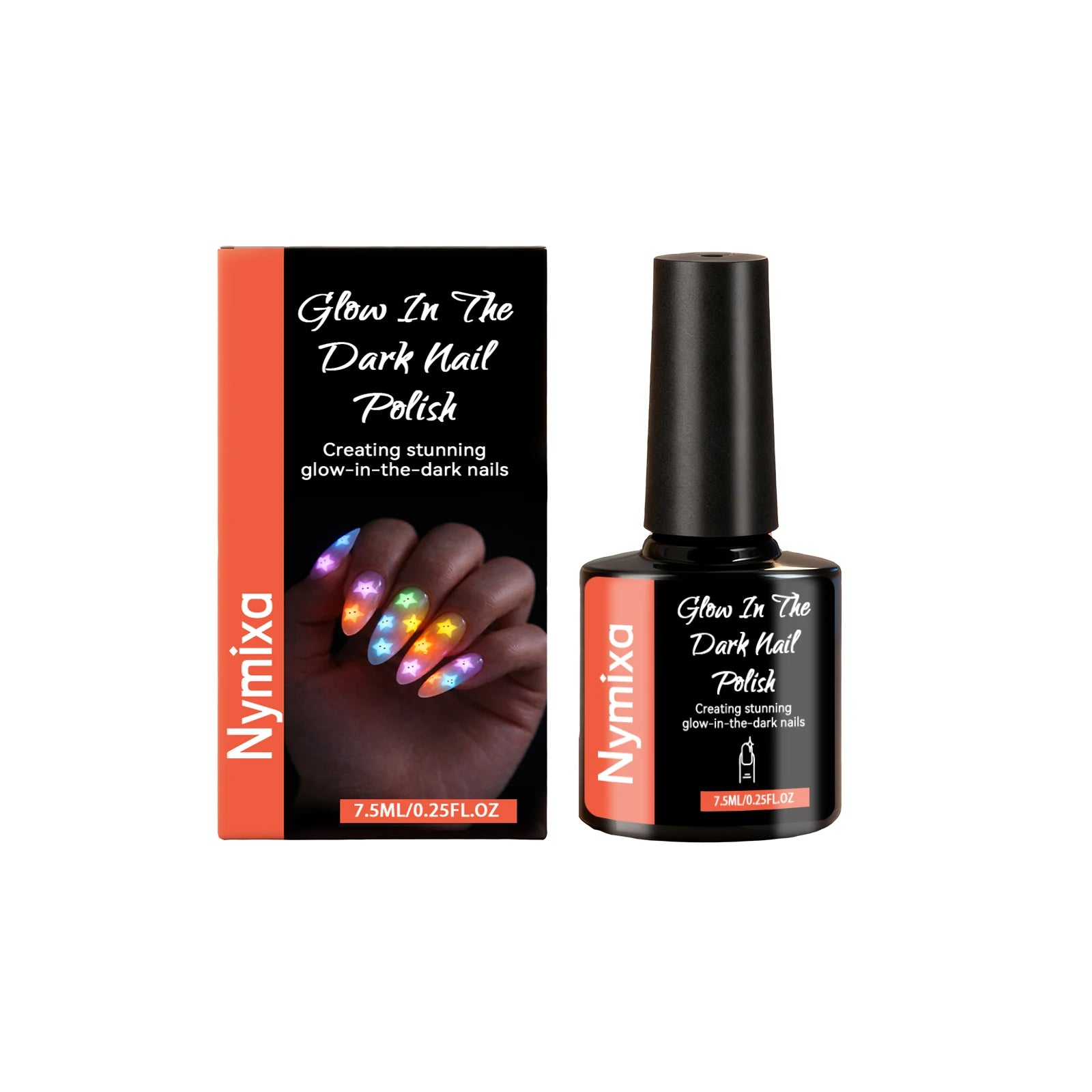 Glow in the Dark Fluorescent Nail Polish Set – 5 Neon Colors Gel Nail Polish Set Zpaxo Bright Orange