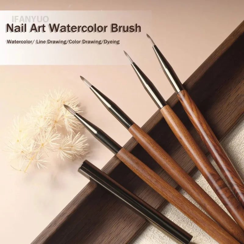 Soft Nylon Wood Handle Watercolor Nail Brush DIY Art Liner Stripes