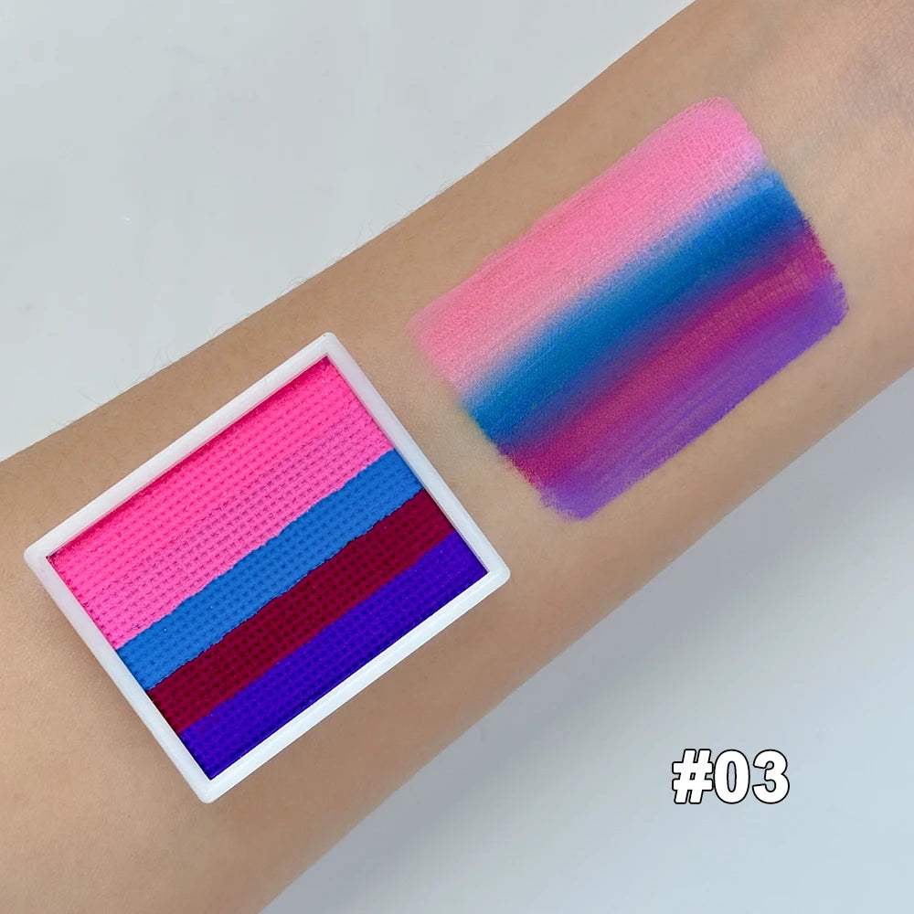 Palette Rainbow Stripe Paint Water Based Face Body Halloween Cosplay Zpaxo 03