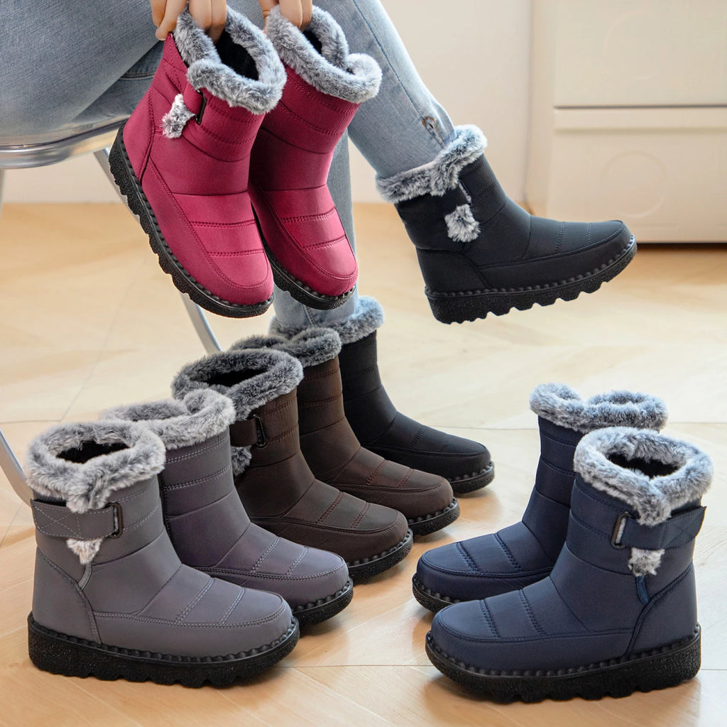 Waterproof Boots Women 2025 Faux Fur Long Plush Women's Snow Platform