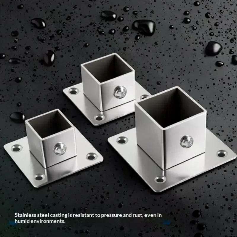 1 2 Sets Flange Base Stainless Steel Square Tube Connector Outer Dia Zpaxo