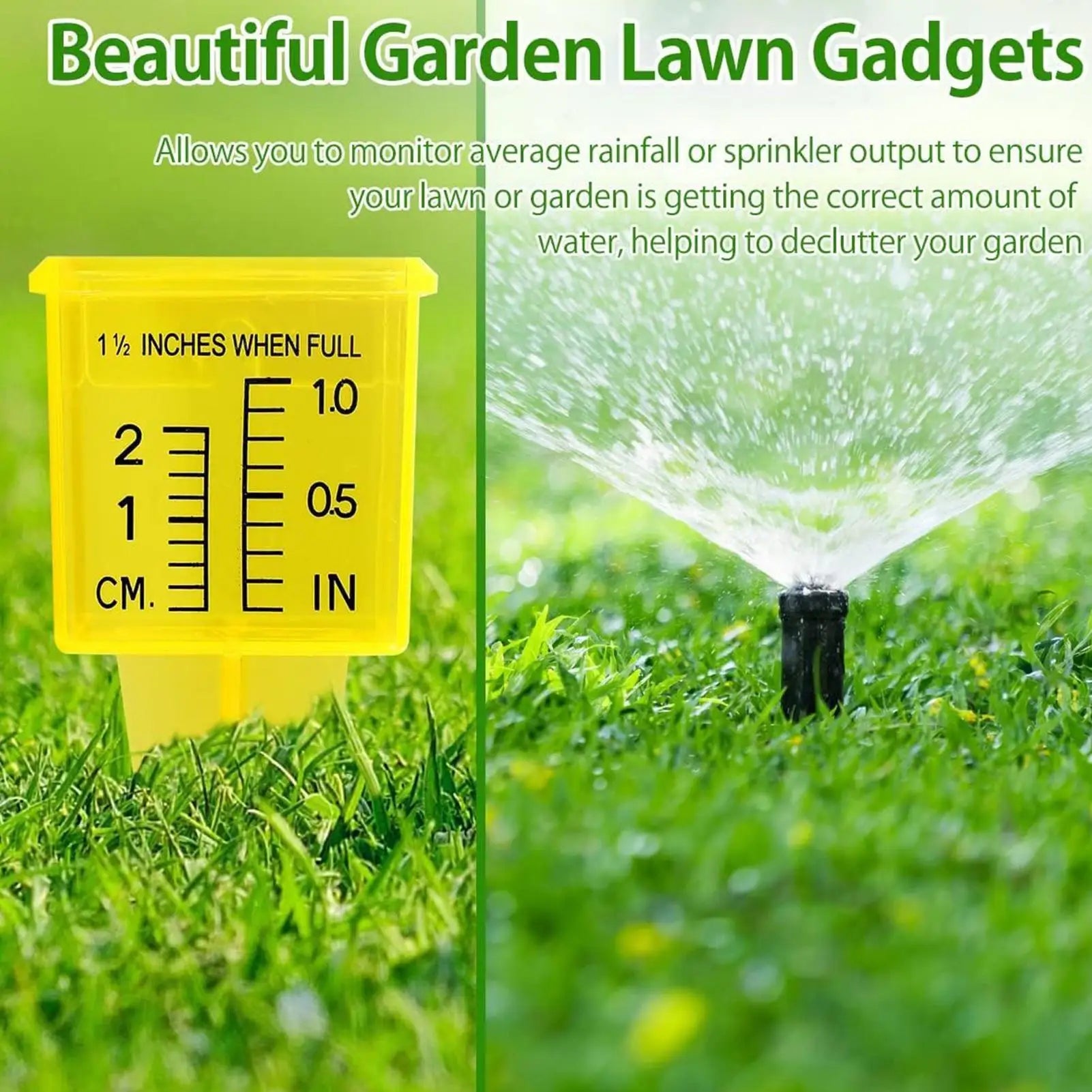 Rain Gauge Scale Inches Centimeters Garden Lawn Sprinkler Outdoor