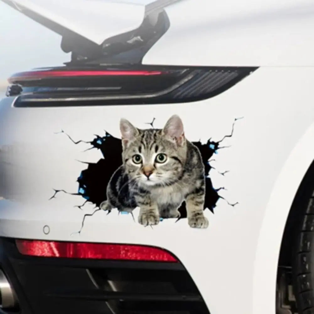 3D Cat Car Stickers Waterproof Universal Crack Sticker Animal Styling Zpaxo