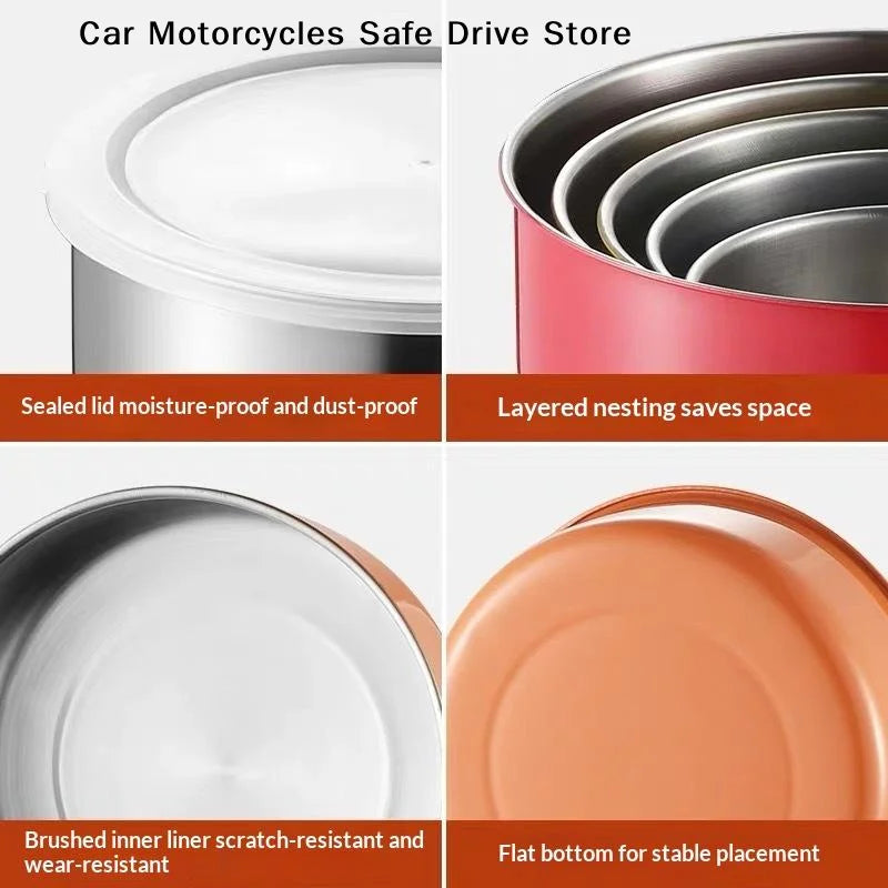 Colorful Stainless Steel Mixing Bowls Lids Stackable Storage Deep