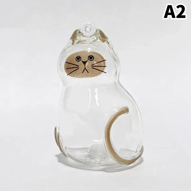Memorial Keychain Cat Hair Storage Container Cute Cat Shaped Keyring Portable Handmade Key Chain DIY Keychains Accessories Zpaxo green