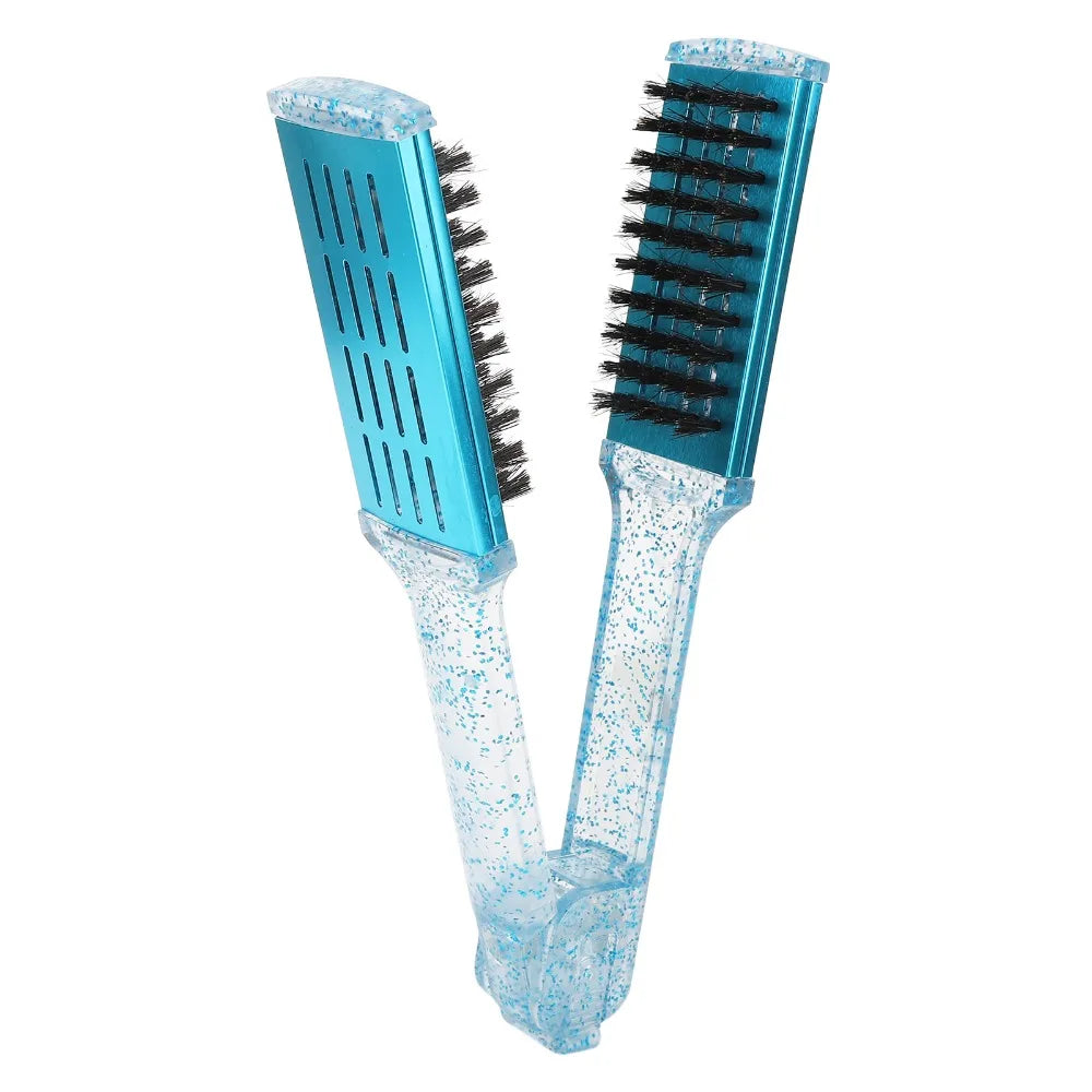 Multifunction Hair Straightener Clamp Brush Blue ABS Straightening Clamp Brush Exquisite Double Sided Straightener Brush Zpaxo