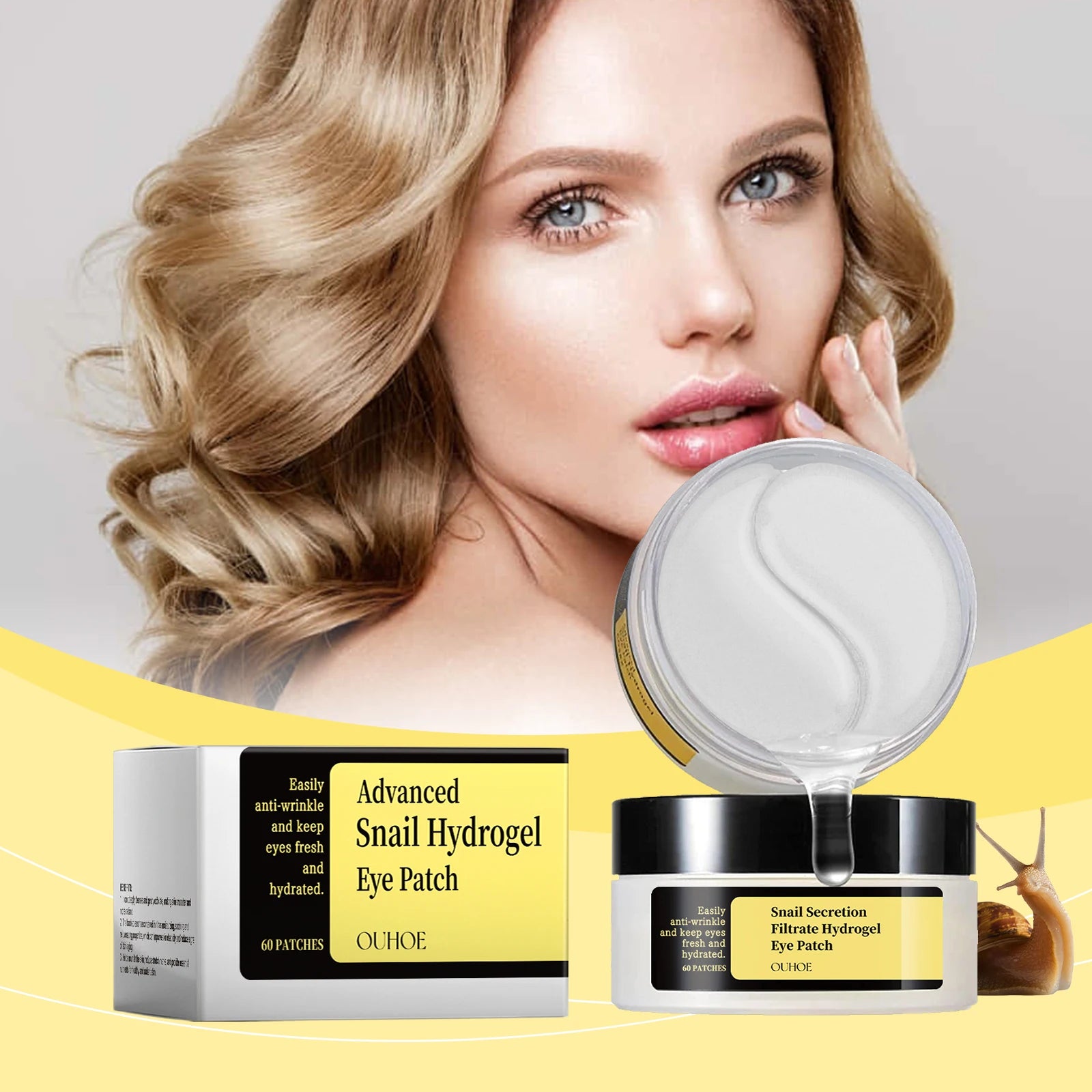 Firming Eye Patches Snail W-rinkles Remover Anti Dark Circles Puffiness Reduce Fine Lines Nourish Mask Moisturizing Eye Patches Zpaxo