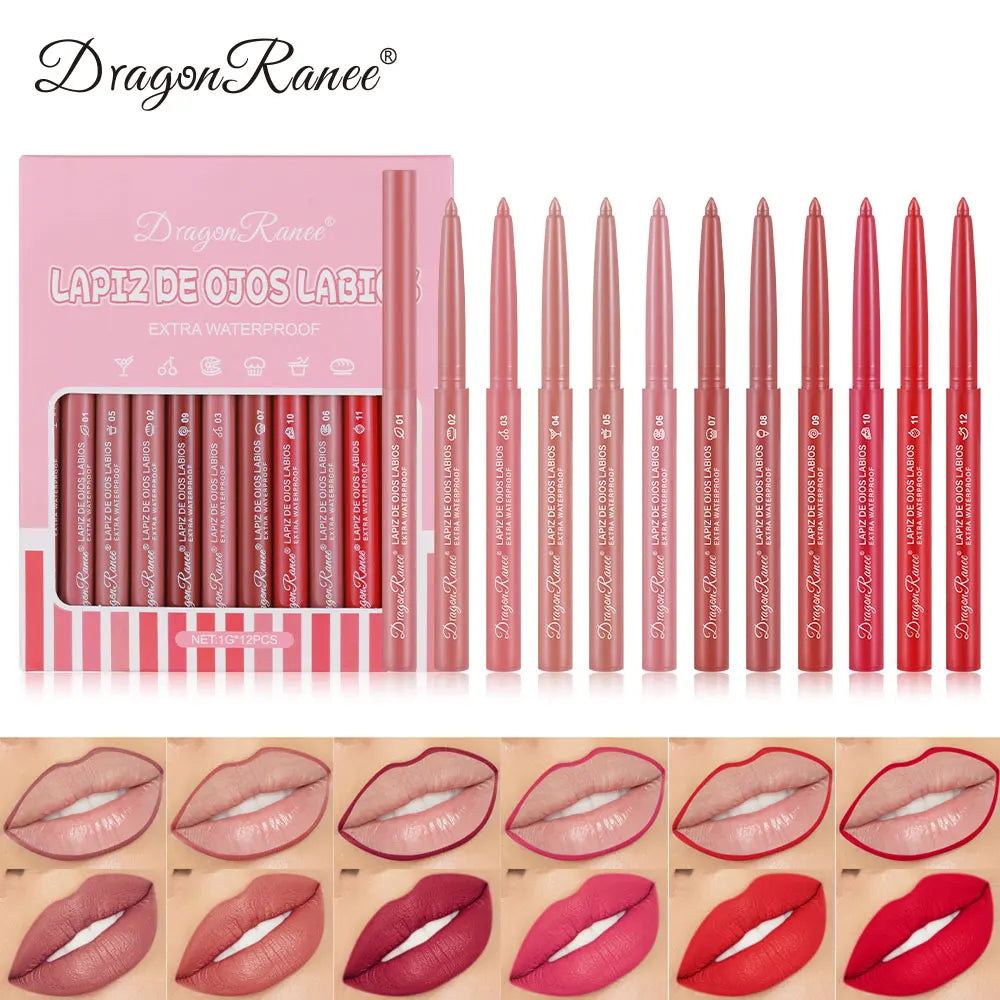 Twelve lip liner pencil case outlines the full lip shape, rich colors, waterproof, durable matt, daily versatile lip liner penci Zpaxo DR9003