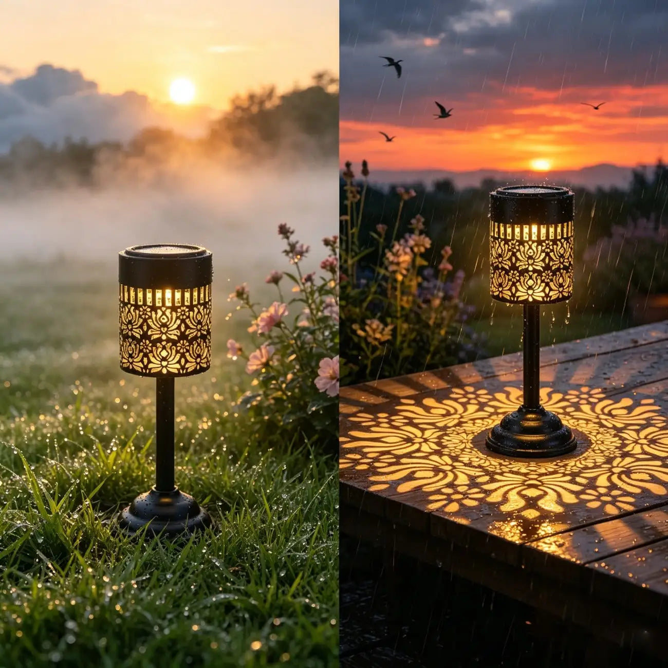 This Solar-powered Peony Projection Light LED Outdoor Garden
