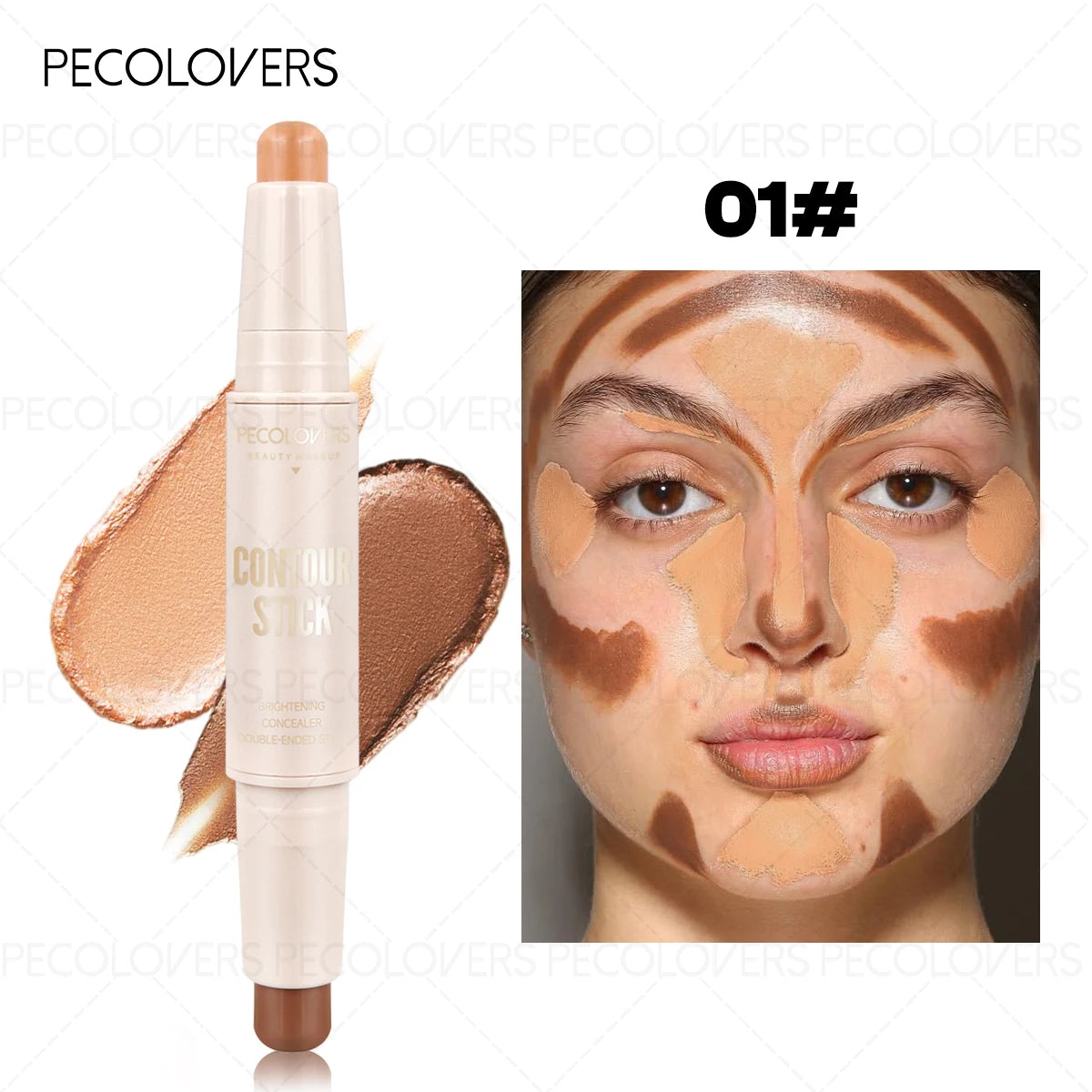 Waterproof 2-in-1 Dual-Ended Concealer，Sweatproof,Highlighter Stick,Dual-Ended Highlight & Contour Stick Zpaxo 01