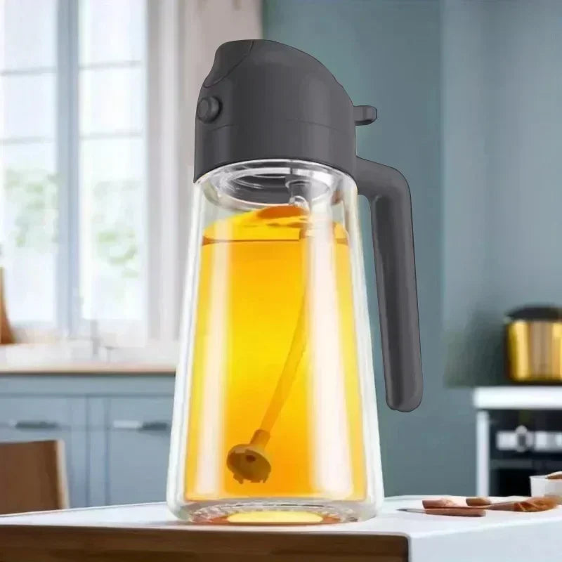 2in1 500ml Oil Sprayer Oil Spray Bottle Oil Tank BBQ Kitchen Baking BBQ Picnic Kitchen Tools for Businesses Zpaxo Grey-500ml