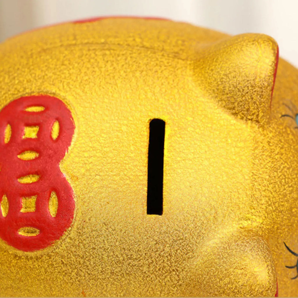 Ceramic Golden Pig Figurine Piggy Bank Table Ornament Adorable Money Zpaxo