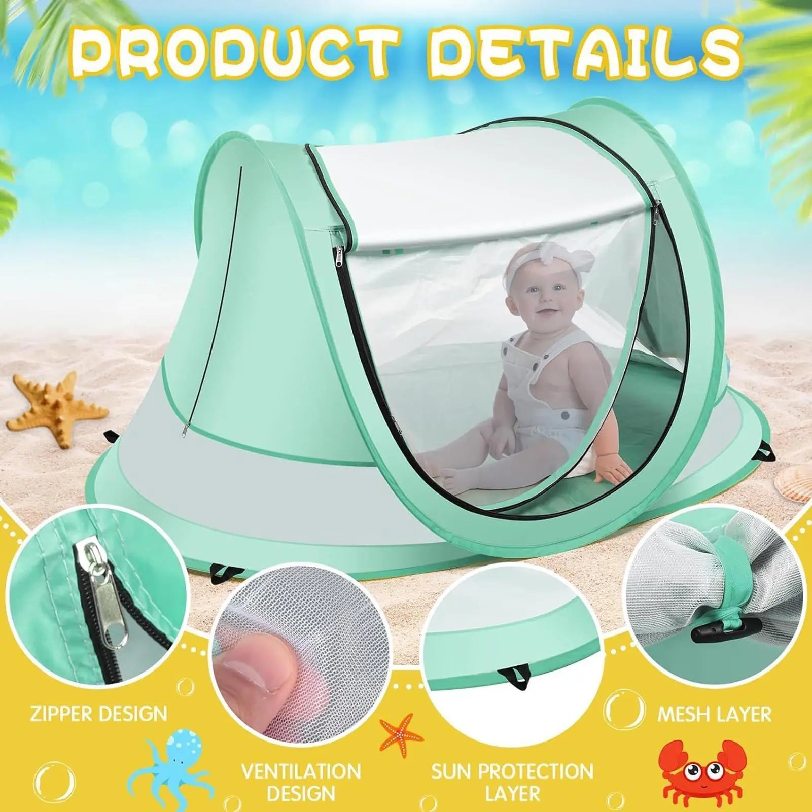 Kids Beach Tent UPF 50 Children Folding Canopy Game Backyard Vacation