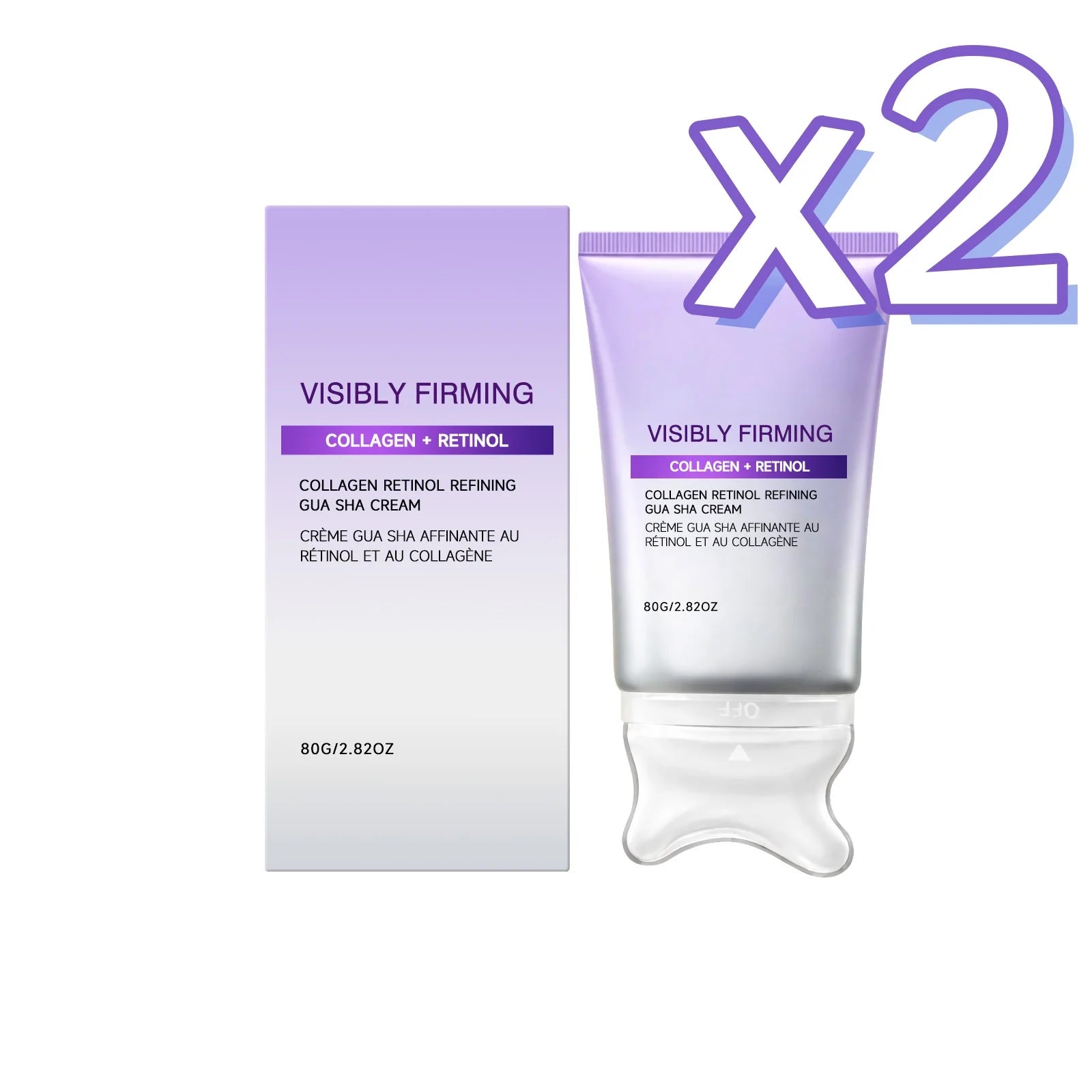 Retinol Collagen Gua Sha Lifting Face Cream 80g – Firms & Contours Lifting Face Cream Zpaxo 80g boxed x2