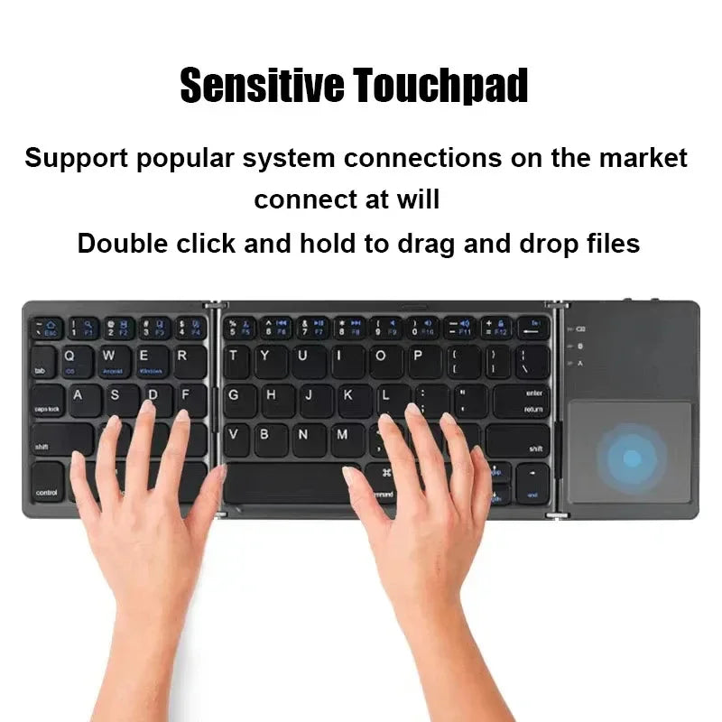 Wireless Folding Keyboard Bluetooth Keyboard With Touchpad For Windows Android IOS Phone Multi-Function Button Mini Keyboard Zpaxo