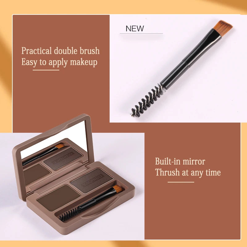 2-Color Brow Powder Brush Long-lasting Waterproof Black Brown Eyebrow