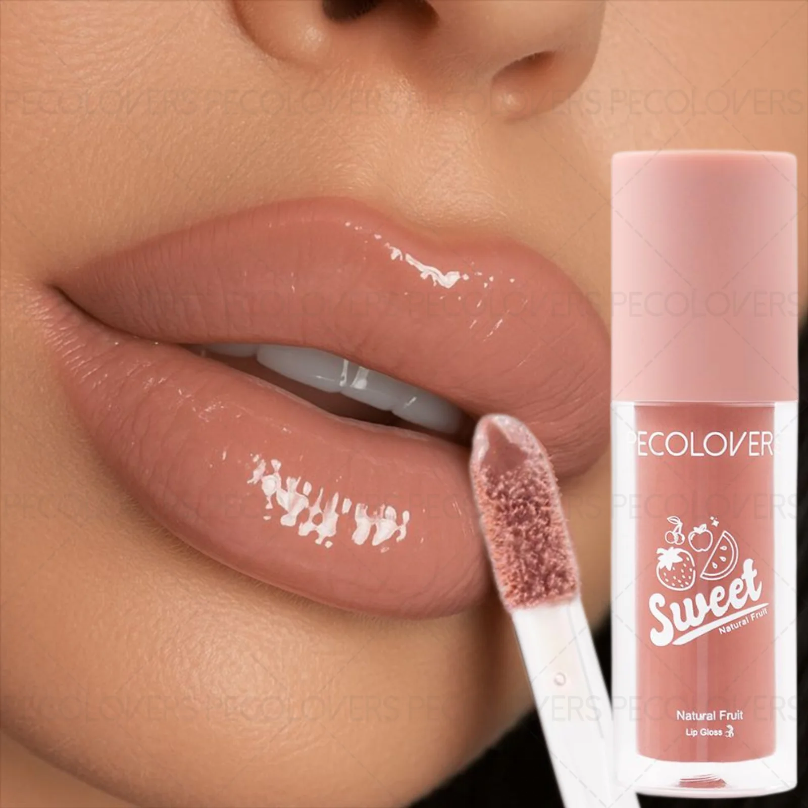 1PC Natural Nude High-gloss Lip Gloss-Long-lasting Moisturizing, Mirror-like Gloss, Berry Color, Light and Non-sticky, Non-stick Zpaxo