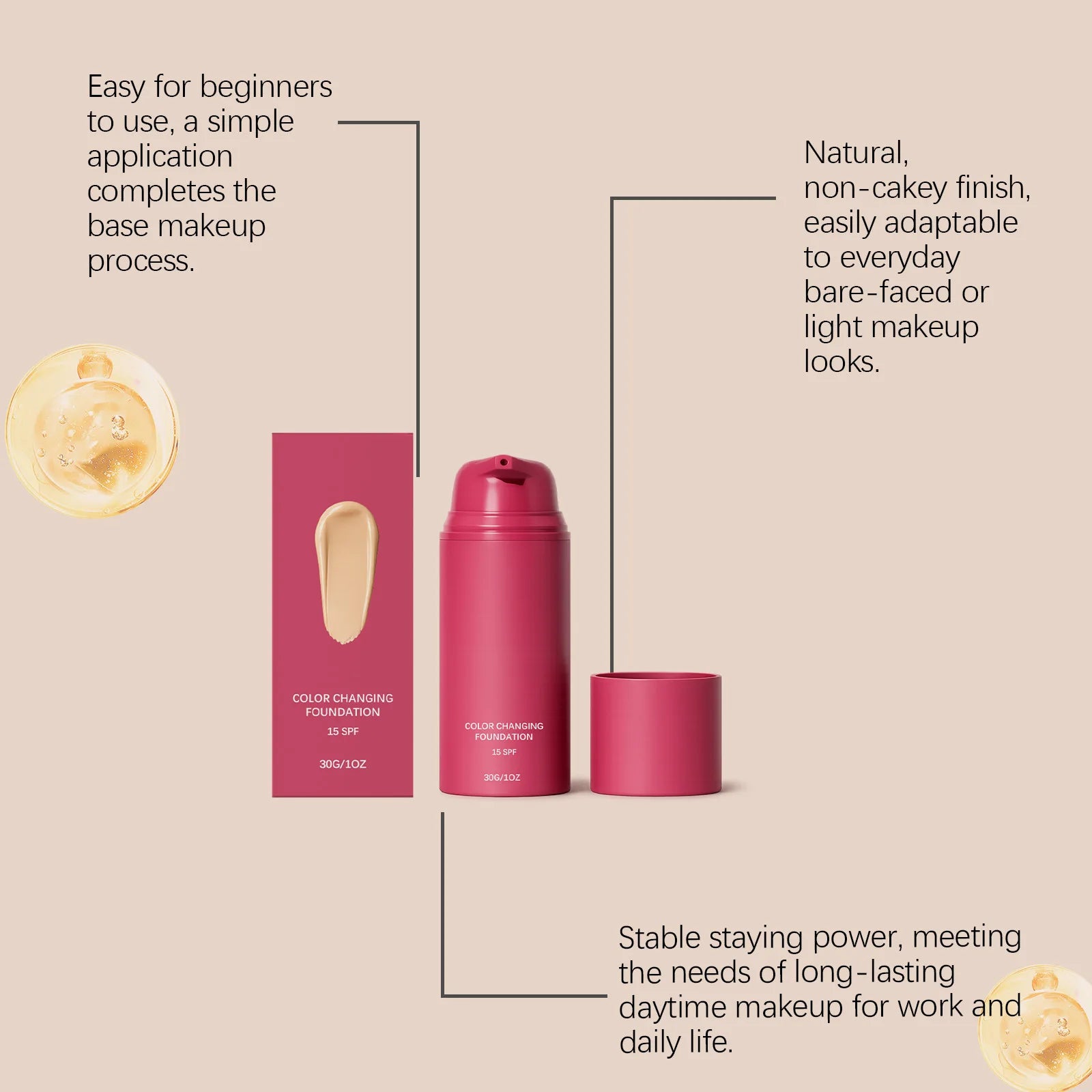 Color Changing Liquid Foundation SPF 15 Concealer – 30g Liquid Foundation Zpaxo