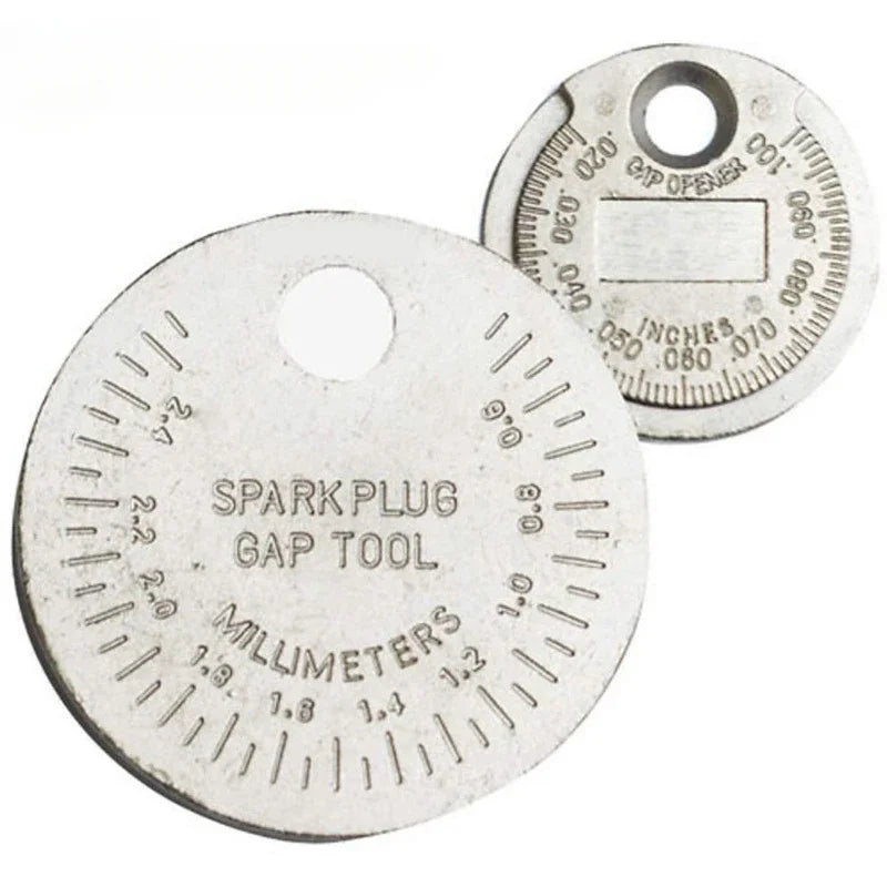 Coin-Type Spark Plug Gap Tool – 0.6–2.4mm Feeler Gauge