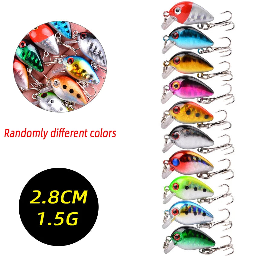Mini Crankbait Fishing Lures 2.8cm 1.5g – 3/5/8 Pack Mixed Colors Crankbait Fishing Lure Zpaxo FS0229 8pcs Random Colors