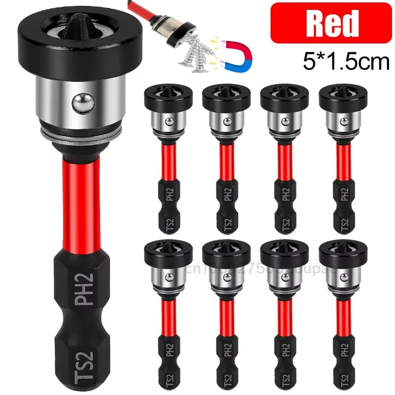 Positioning Screwdriver Bits Steel Magnetic Batch Head for Plasterboard Drywall Locating Batch Head Screws Setter Drilling Tool Zpaxo Red 3PCS
