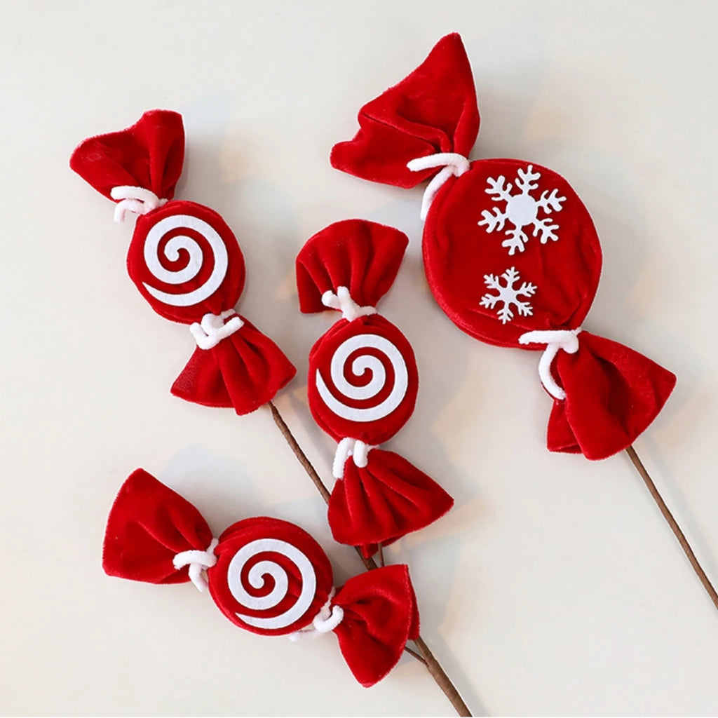 Fuzzy Red & White Candy Lollipop Christmas Tree Ornament