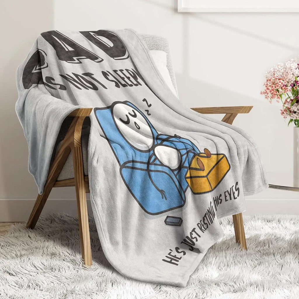 Dad Not Sleeping Funny Blanket Soft Flannel Throws Father's Day Men