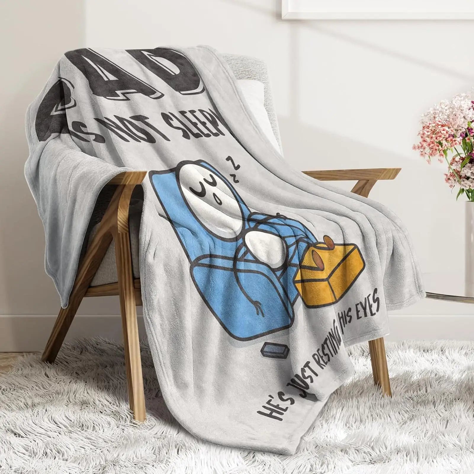 Dad Not Sleeping Funny Blanket Soft Flannel Throws Father's Day Men