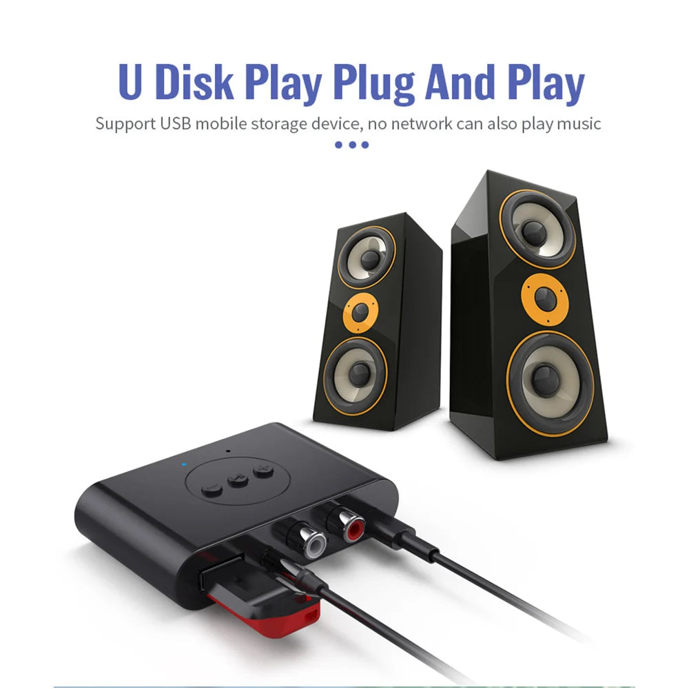 NFC Bluetooth-Compatible 5.2 Audio Receiver U Disk RCA 3.5mm AUX USB Stereo Music Wireless Adapter Hands-Free Calls for Car Zpaxo