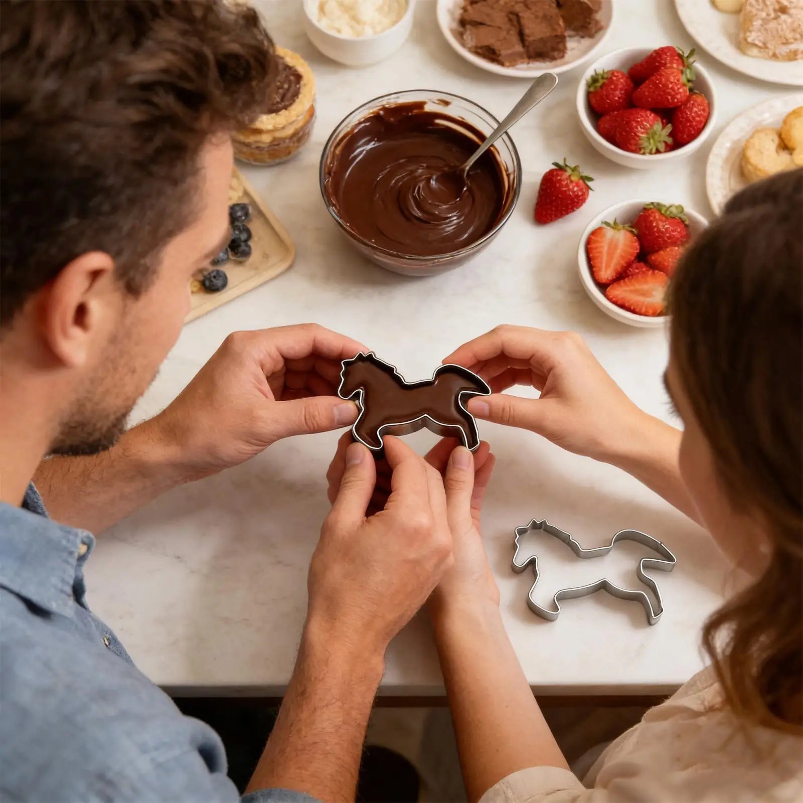 Small Horse Cookie Cutter Stainless Steel Baking Accessories Pressable Cookie Mold for Fondant Bakers Parents Home Party Zpaxo