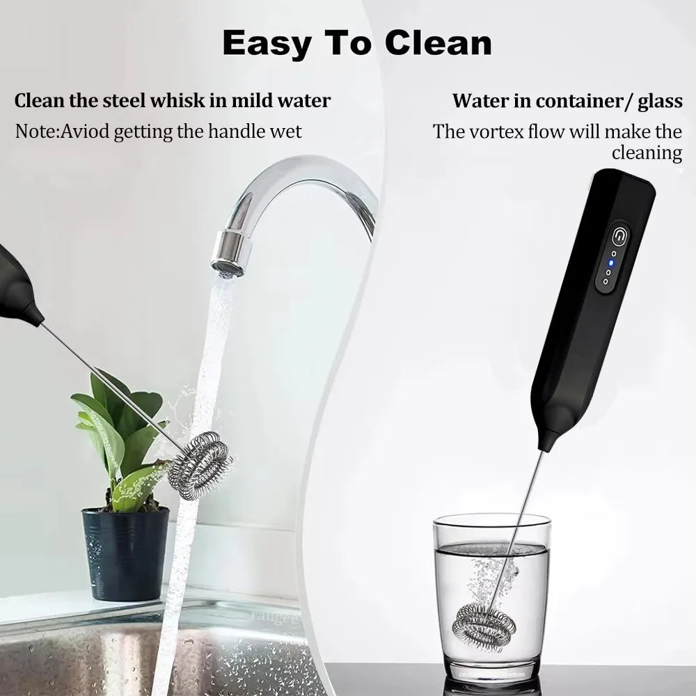 Mini Milk Frother USB Rechargeable Handheld Automatic Rotary Foam