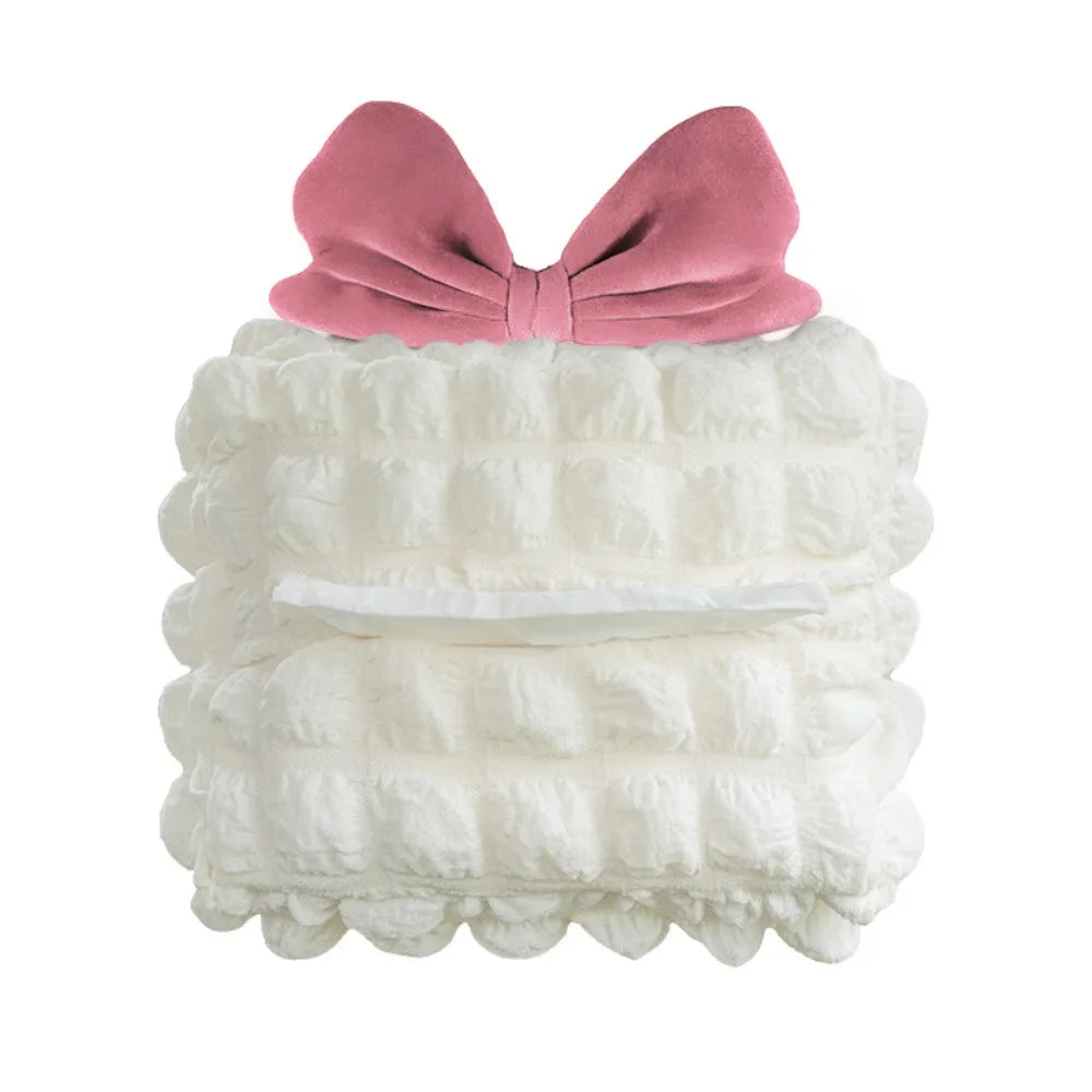 Puff Grid Flower Car Tissue Box Bow Soft Hanging Napkin Holder Zpaxo Style4
