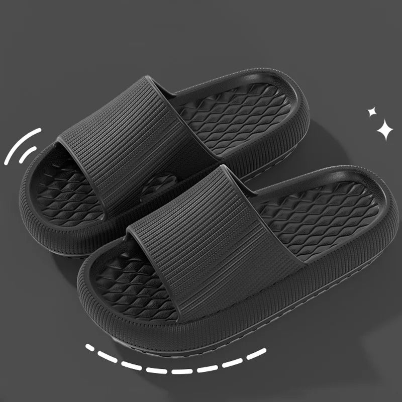 Men Thick Platform Cloud Slippers Eva Cfortable Non-slip Home Slides Zpaxo black 36-37