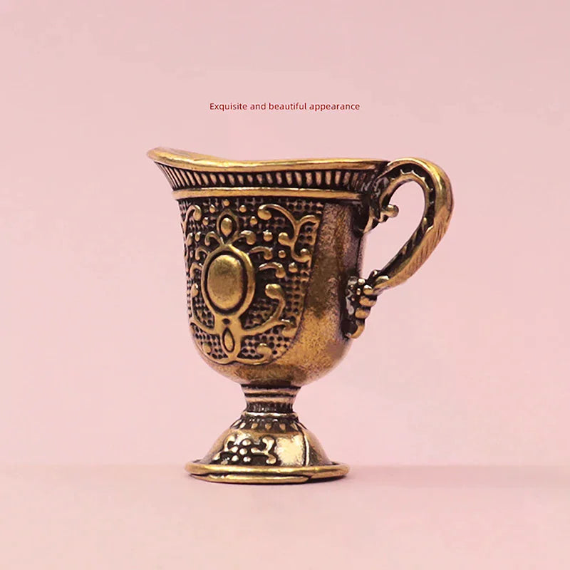 Home Living Room Decoration Crafts Gift Antique Small Copperware Buddha Tea Set Copper Teacup Brass Keychain Pendant Zpaxo