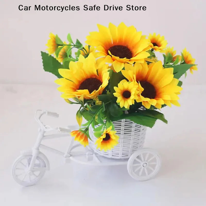 MRattan Flower Basket Vase Tricycle Bicycle Model Home Garden Wedding