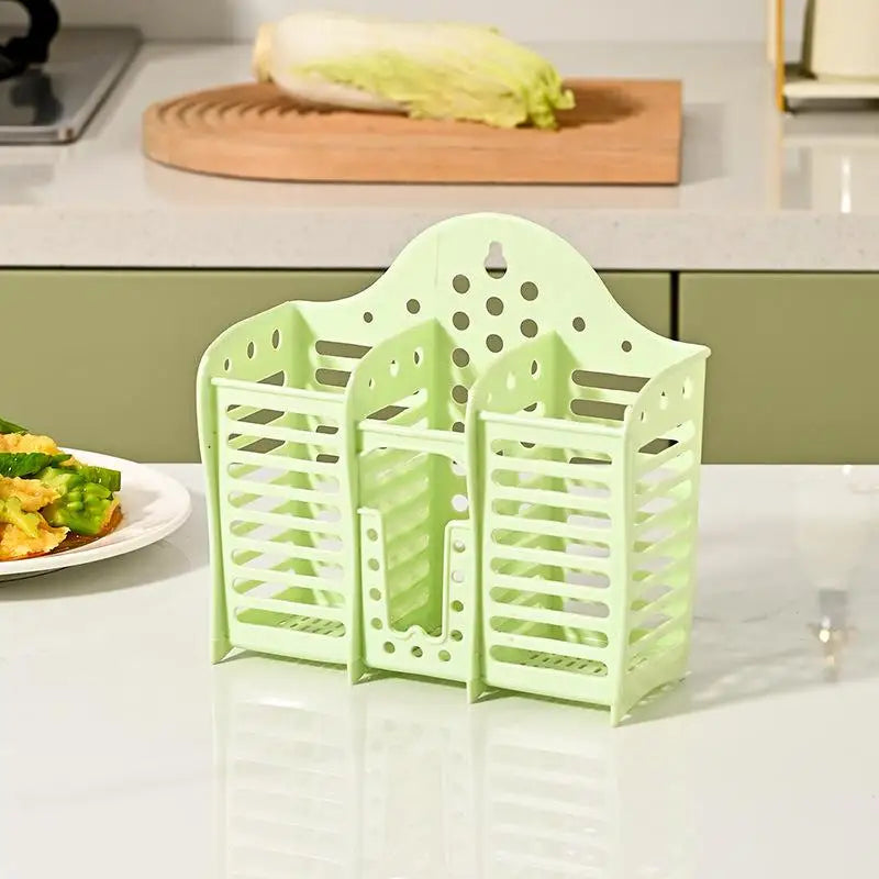 Multifunctional 3 Slot Plastic Chopstick Cage Hollow Drain Utensil