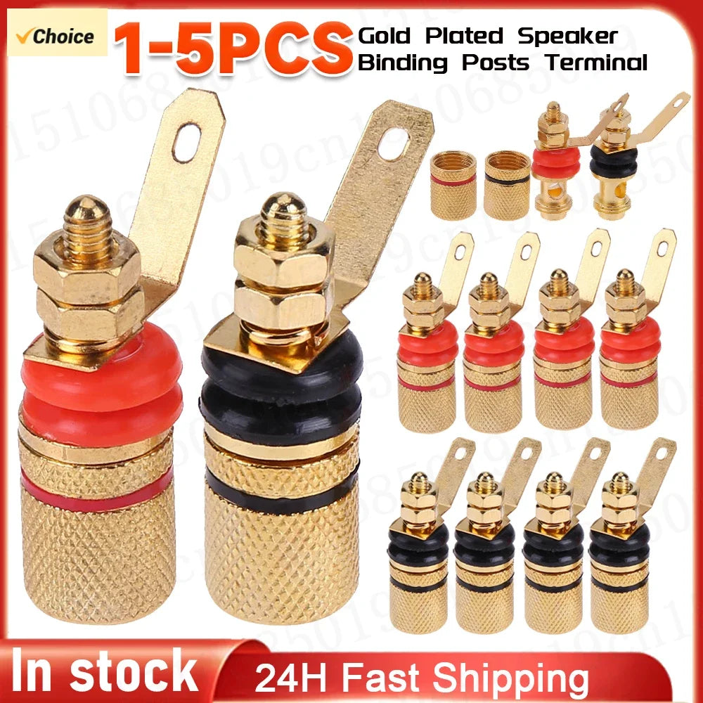 2- Gold Plated Amplifier Speaker Terminal Binding Post Banana Plug Zpaxo