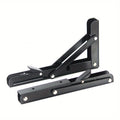 2pcs Sturdy Steel Folding Shelf Brackets Wall-Mounted Design for Workbench Table, Table Shelves Angle Bracket Home Hardware Zpaxo 20CM 2PCS black